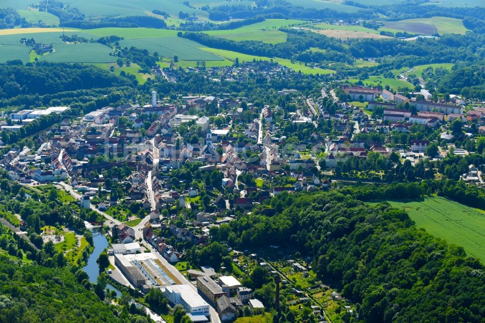 Roßwein aus der Vogelperspektive: Stadtansicht vom Innenstadtbereich in Roßwein im Bundesland Sachsen, Deutschland