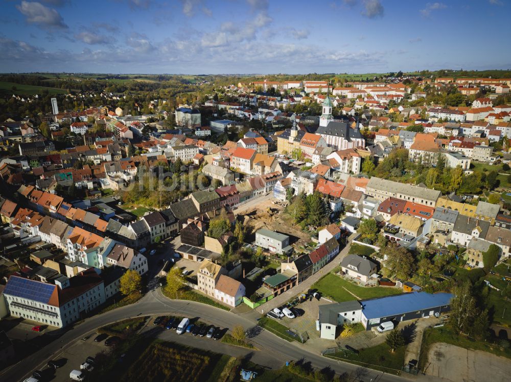 Luftaufnahme Roßwein - Stadtansicht vom Innenstadtbereich in Roßwein im Bundesland Sachsen, Deutschland