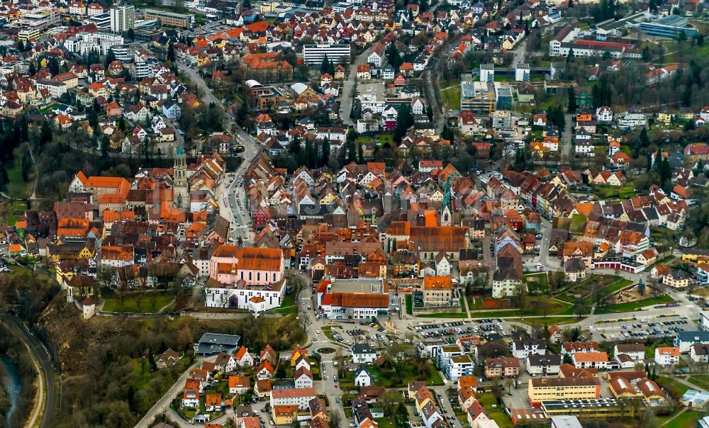 Rottweil von oben - Stadtansicht vom Innenstadtbereich in Rottweil im Bundesland Baden-Württemberg, Deutschland