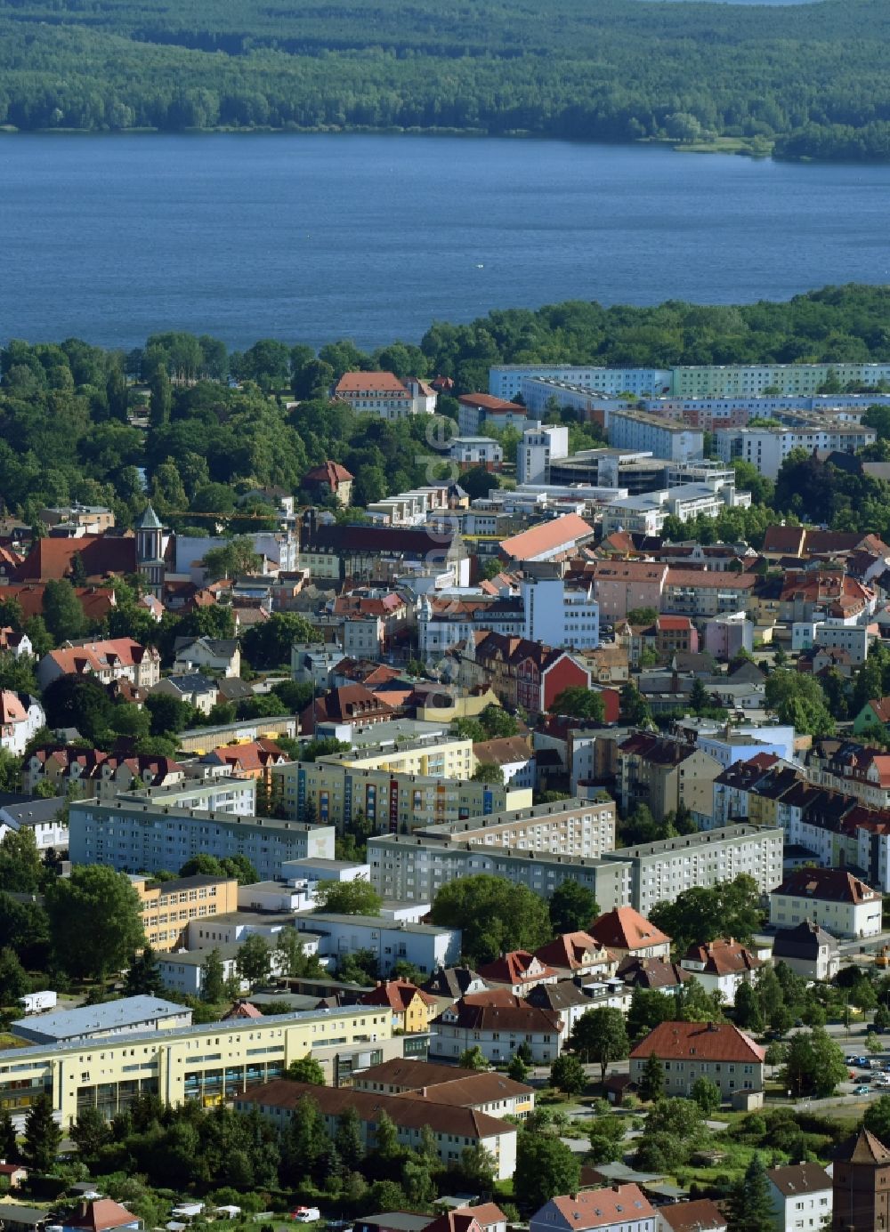 Senftenberg aus der Vogelperspektive: Stadtansicht vom Innenstadtbereich in Senftenberg im Bundesland Brandenburg, Deutschland