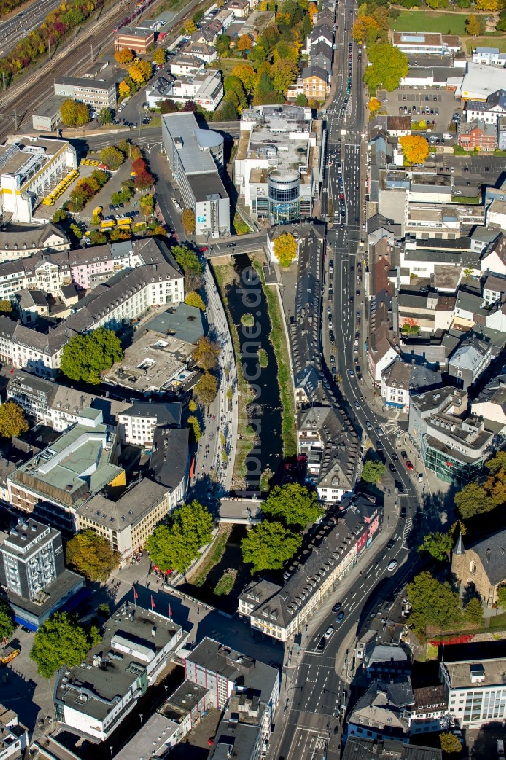 Siegen aus der Vogelperspektive: Stadtansicht vom Innenstadtbereich in Siegen im Bundesland Nordrhein-Westfalen