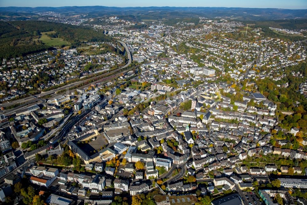 Siegen von oben - Stadtansicht vom Innenstadtbereich in Siegen im Bundesland Nordrhein-Westfalen