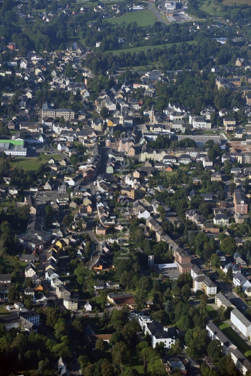 Stollberg/Erzgeb. von oben - Stadtansicht vom Innenstadtbereich in Stollberg/Erzgeb. im Bundesland Sachsen