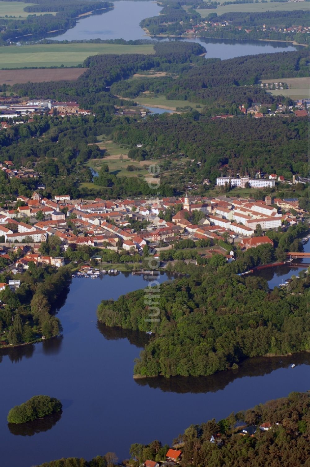 Templin von oben - Stadtansicht vom Innenstadtbereich in Templin im Bundesland Brandenburg