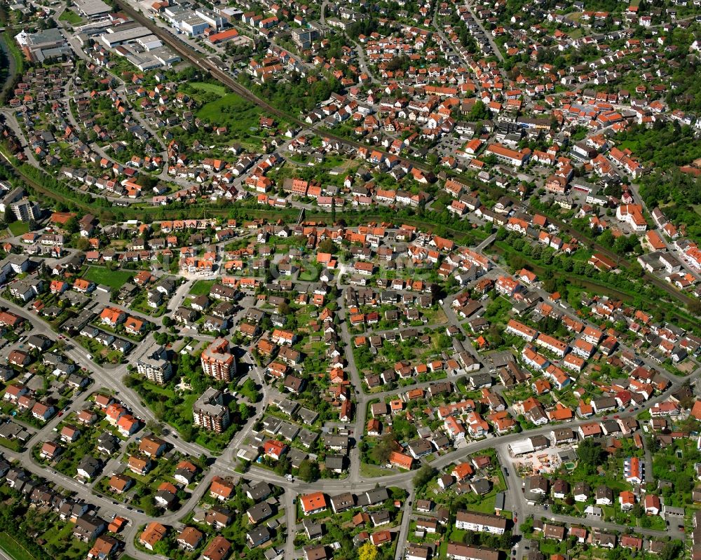 Walkersbach von oben - Stadtansicht vom Innenstadtbereich in Walkersbach im Bundesland Baden-Württemberg, Deutschland