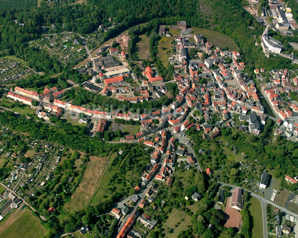 Weida von oben - Stadtansicht vom Innenstadtbereich in Weida im Bundesland Thüringen, Deutschland