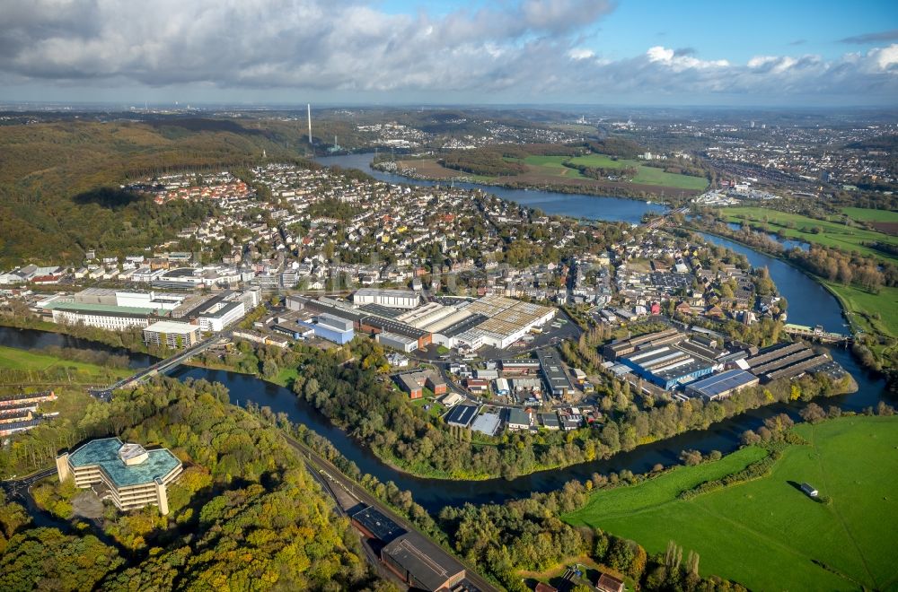 Luftaufnahme Wetter (Ruhr) - Stadtansicht vom Innenstadtbereich in Wetter (Ruhr) im Bundesland Nordrhein-Westfalen, Deutschland