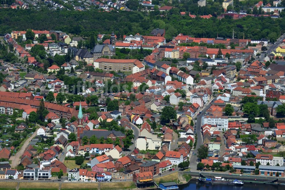 Wittenberge aus der Vogelperspektive: Stadtansicht vom Innenstadtbereich von Wittenberge im Bundesland Brandenburg