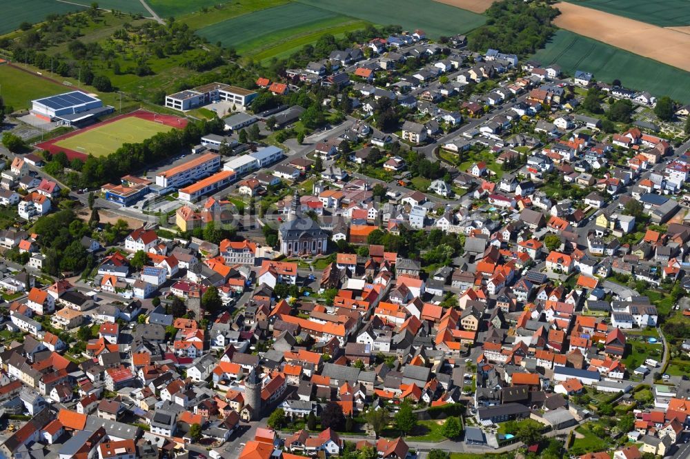 Wölfersheim aus der Vogelperspektive: Stadtansicht vom Innenstadtbereich in Wölfersheim im Bundesland Hessen, Deutschland