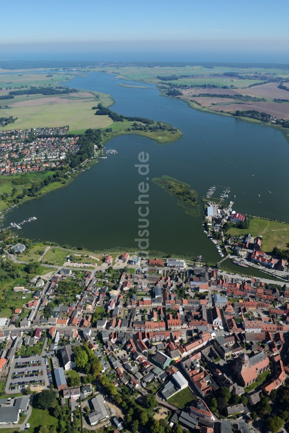 Wolgast aus der Vogelperspektive: Stadtansicht vom Innenstadtbereich in Wolgast im Bundesland Mecklenburg-Vorpommern