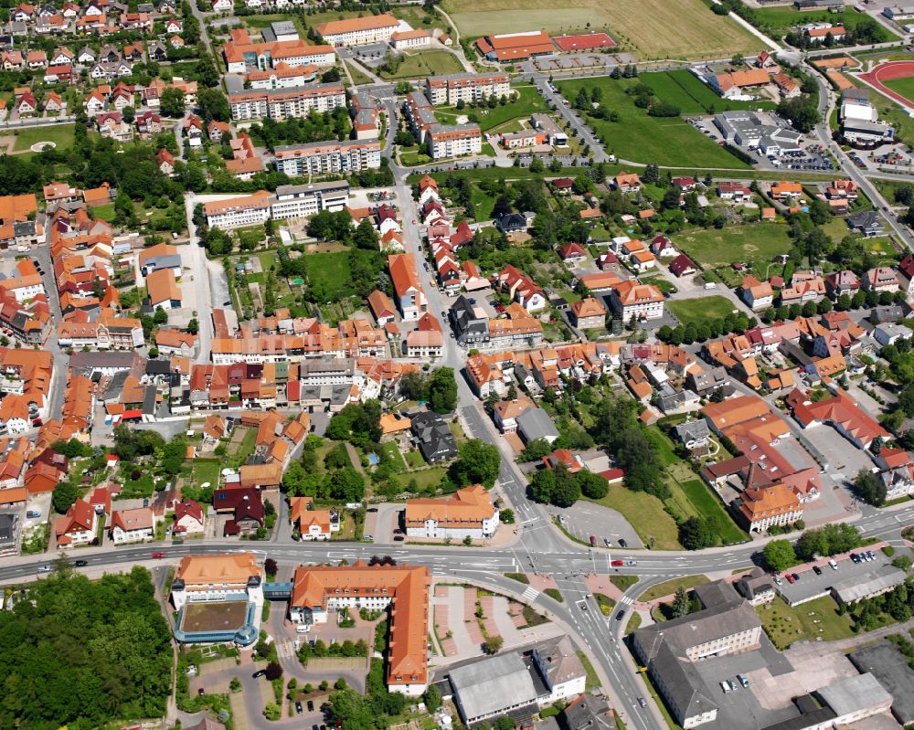 Worbis von oben - Stadtansicht vom Innenstadtbereich in Worbis im Bundesland Thüringen, Deutschland