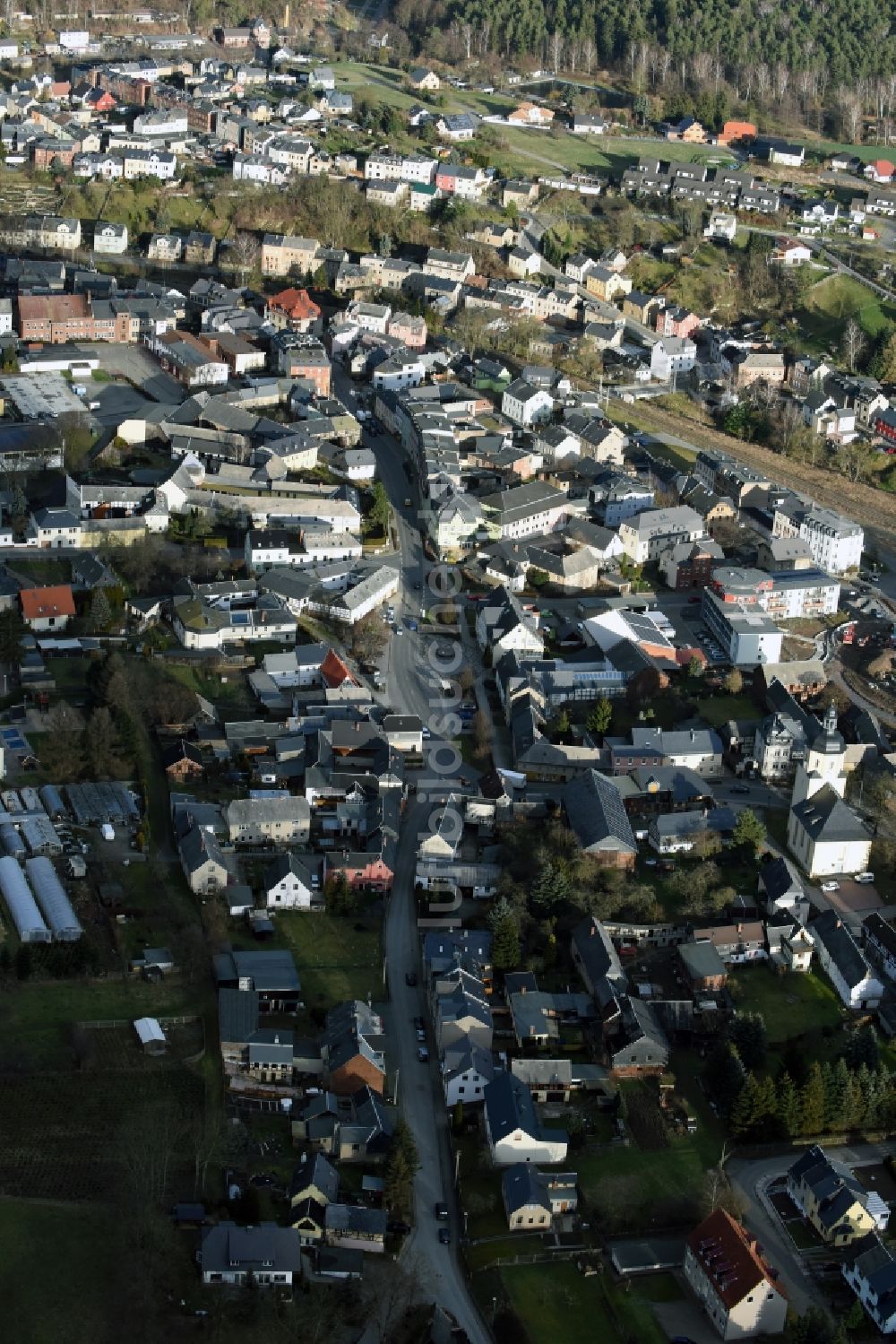 Zeulenroda-Triebes aus der Vogelperspektive: Stadtansicht vom Innenstadtbereich in Zeulenroda-Triebes im Bundesland Thüringen