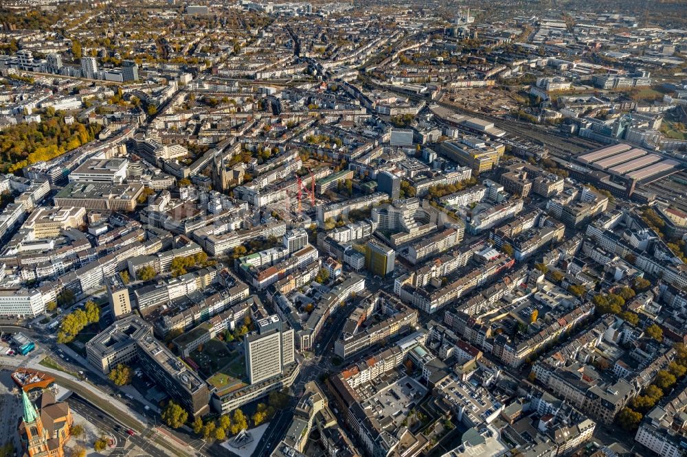 Luftaufnahme Düsseldorf - Stadtansicht des Innenstadtbereiches in Düsseldorf im Bundesland Nordrhein-Westfalen, Deutschland