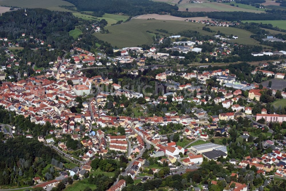 Luftbild Kamenz - Stadtansicht des Innenstadtbereiches entlang der Bautzner Straße in Kamenz im Bundesland Sachsen