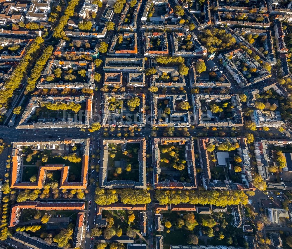 Dortmund aus der Vogelperspektive: Stadtansicht des Innenstadtbereiches entlang der Lindemannstraße in Dortmund im Bundesland Nordrhein-Westfalen, Deutschland