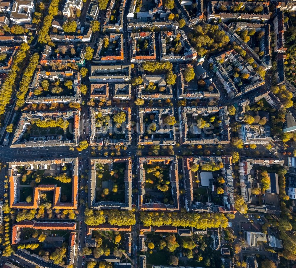 Luftbild Dortmund - Stadtansicht des Innenstadtbereiches entlang der Lindemannstraße in Dortmund im Bundesland Nordrhein-Westfalen, Deutschland