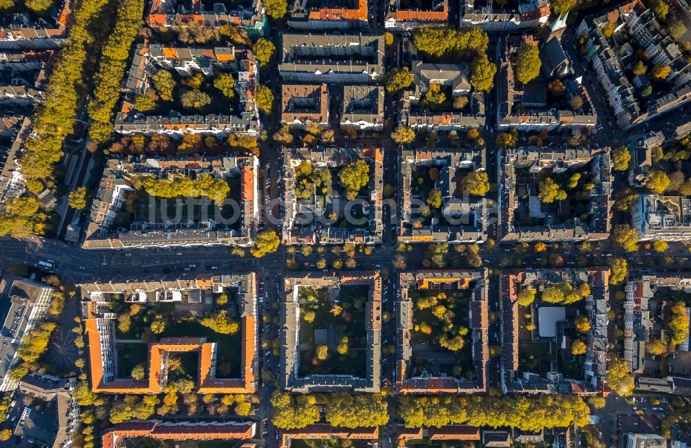 Luftaufnahme Dortmund - Stadtansicht des Innenstadtbereiches entlang der Lindemannstraße in Dortmund im Bundesland Nordrhein-Westfalen, Deutschland