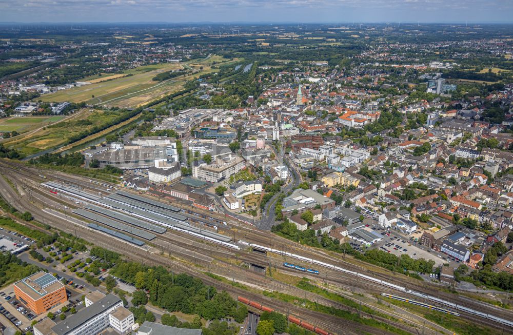 Luftaufnahme Hamm - Stadtansicht des Innenstadtbereiches mit Hauptbahnhof in Hamm im Bundesland Nordrhein-Westfalen