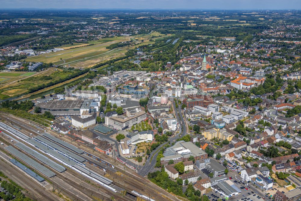 Hamm von oben - Stadtansicht des Innenstadtbereiches mit Hauptbahnhof in Hamm im Bundesland Nordrhein-Westfalen