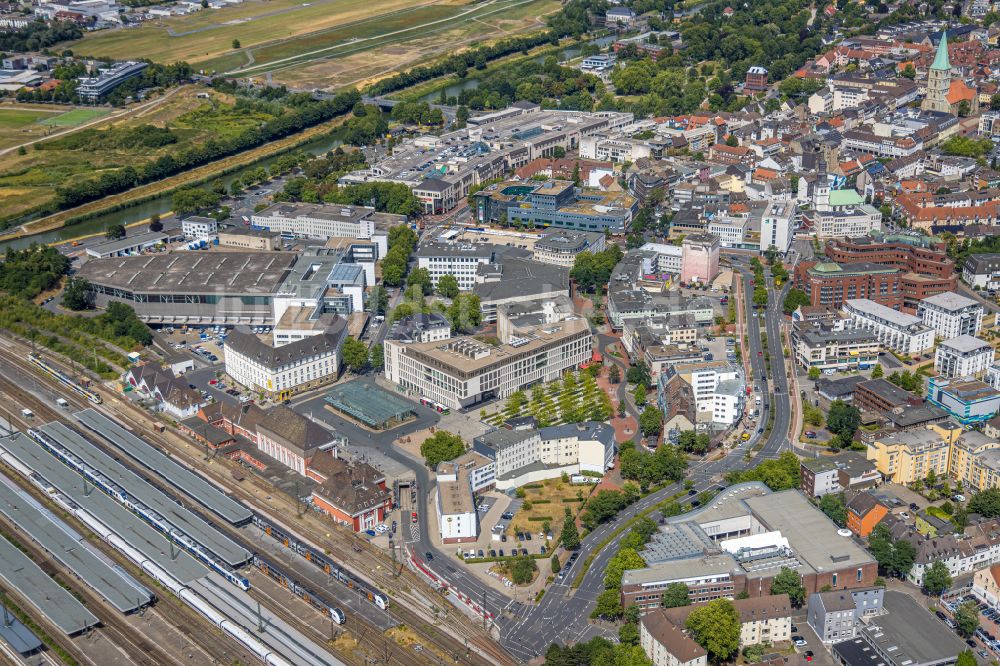 Hamm aus der Vogelperspektive: Stadtansicht des Innenstadtbereiches mit Hauptbahnhof in Hamm im Bundesland Nordrhein-Westfalen