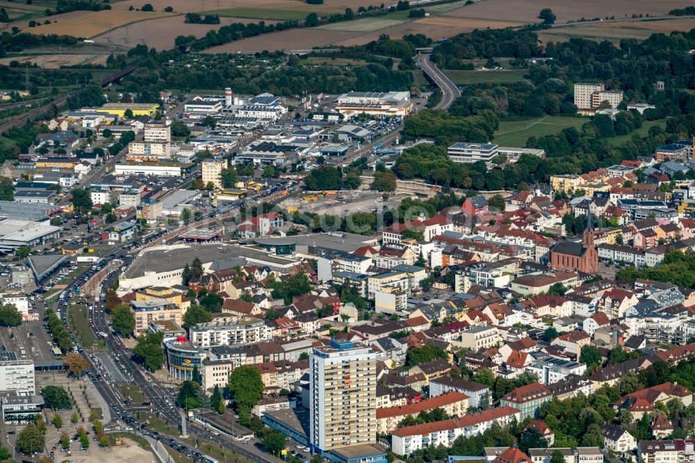 Kehl von oben - Stadtansicht des Innenstadtbereiches in Kehl im Bundesland Baden-Württemberg, Deutschland