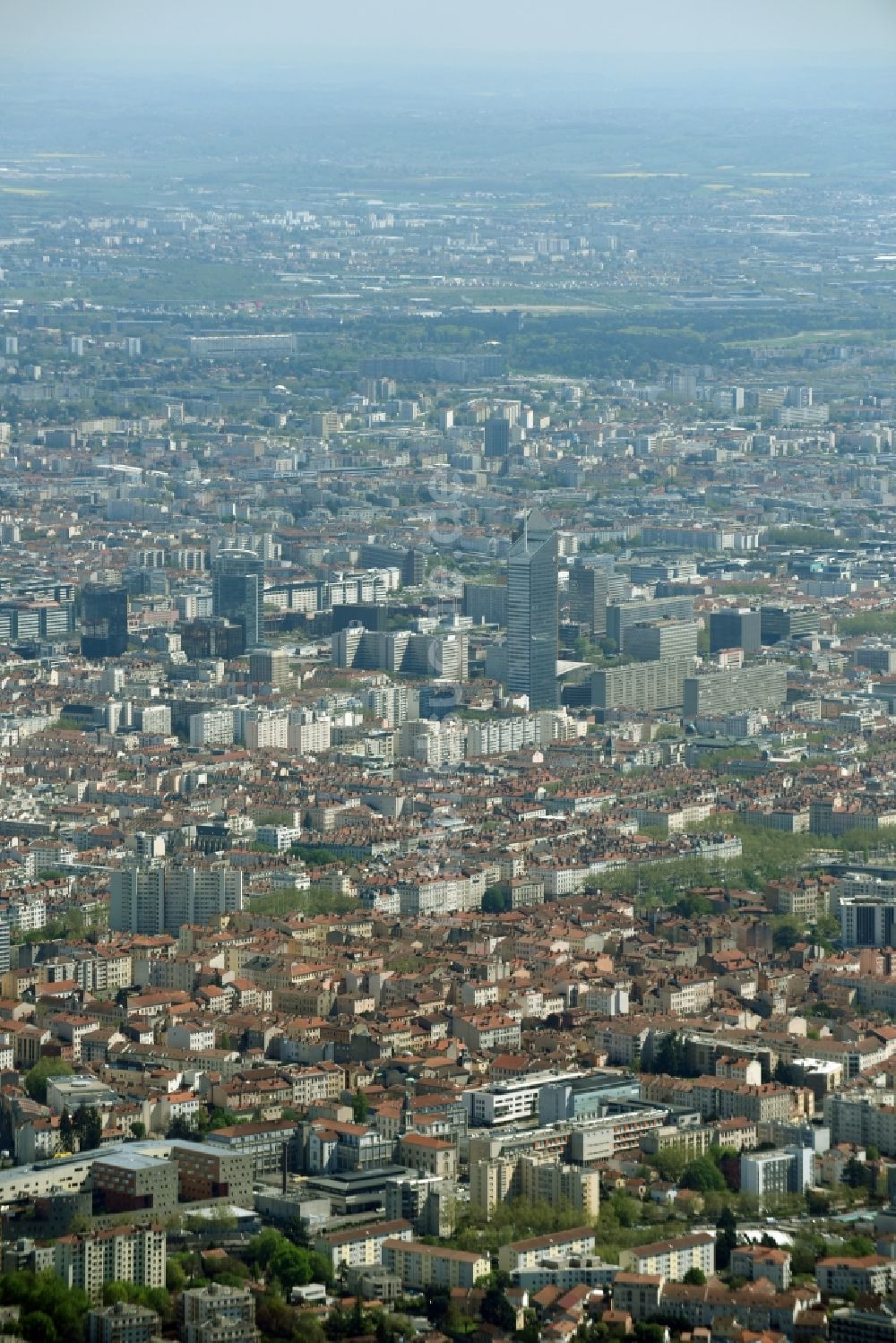 Lyon von oben - Stadtansicht des Innenstadtbereiches in Lyon in Auvergne Rhone-Alpes, Frankreich