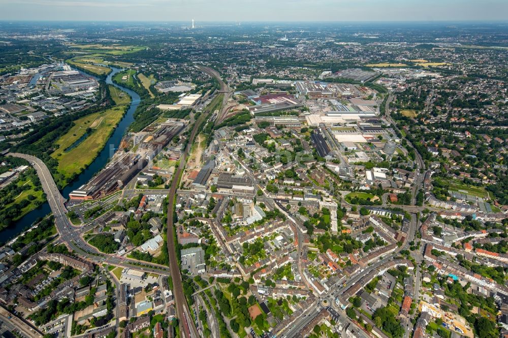 Luftbild Mülheim an der Ruhr - Stadtansicht des Innenstadtbereiches Mülheim West in Mülheim an der Ruhr im Bundesland Nordrhein-Westfalen