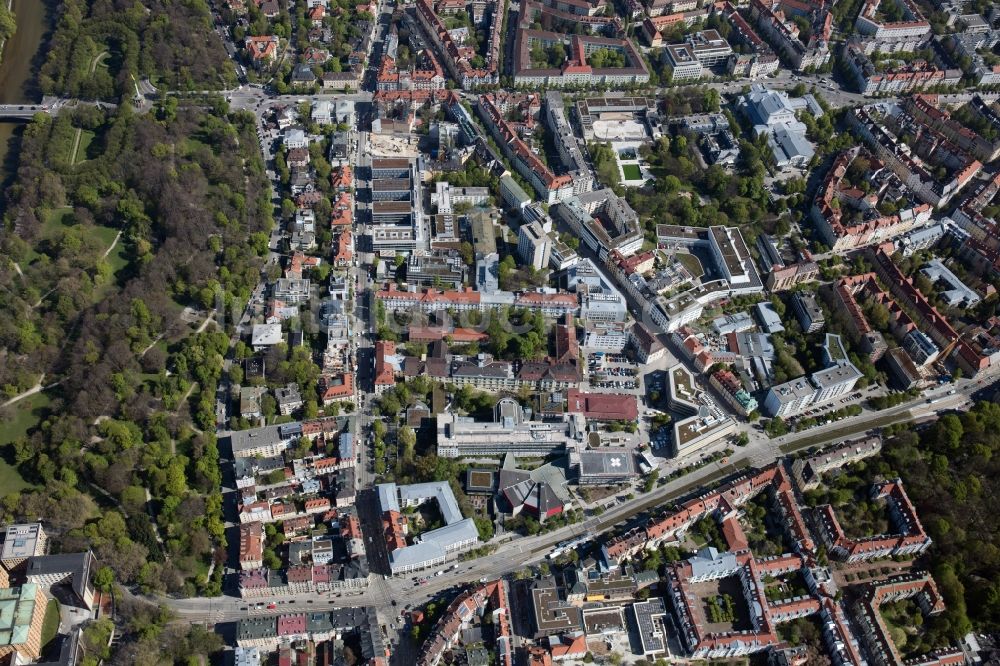 München von oben - Stadtansicht des Innenstadtbereiches im Ortsteil Steinhausen in München im Bundesland Bayern