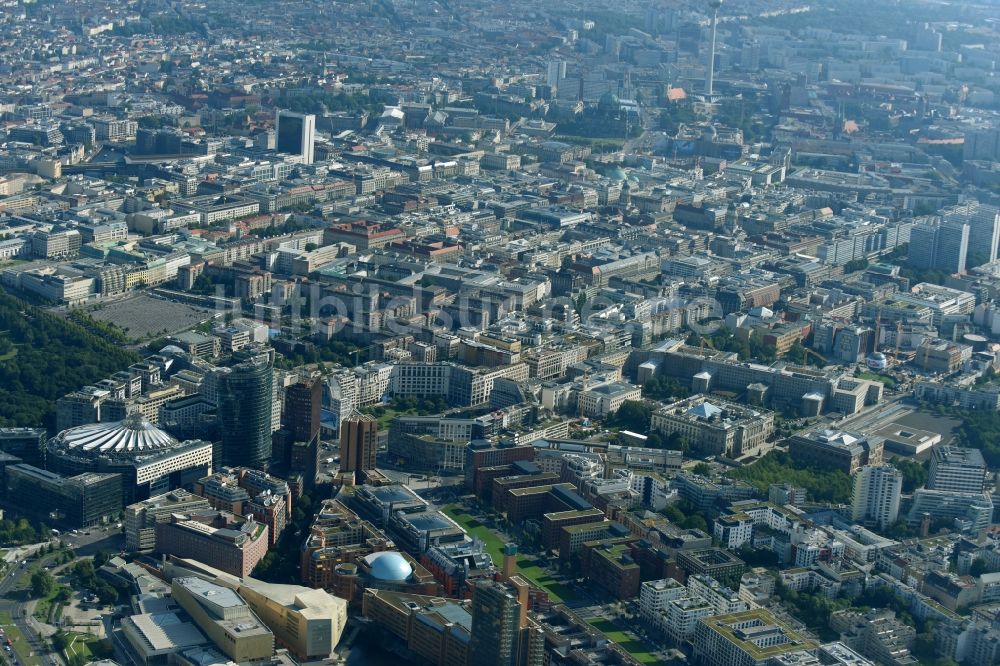 Luftbild Berlin - Stadtansicht des Innenstadtbereiches Potsdamer Platz - Leipziger Platz in Berlin, Deutschland