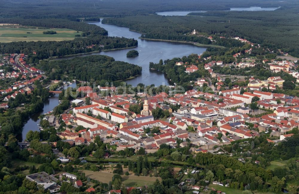 Templin aus der Vogelperspektive: Stadtansicht des Innenstadtbereiches in Templin im Bundesland Brandenburg