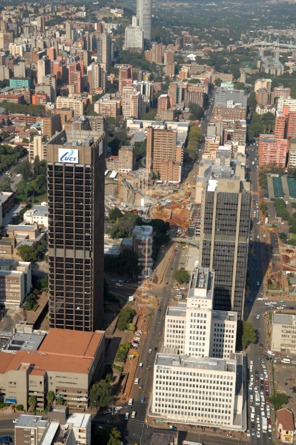 Luftaufnahme Johannesburg - Stadtansicht von Johannesburg, Südafrika