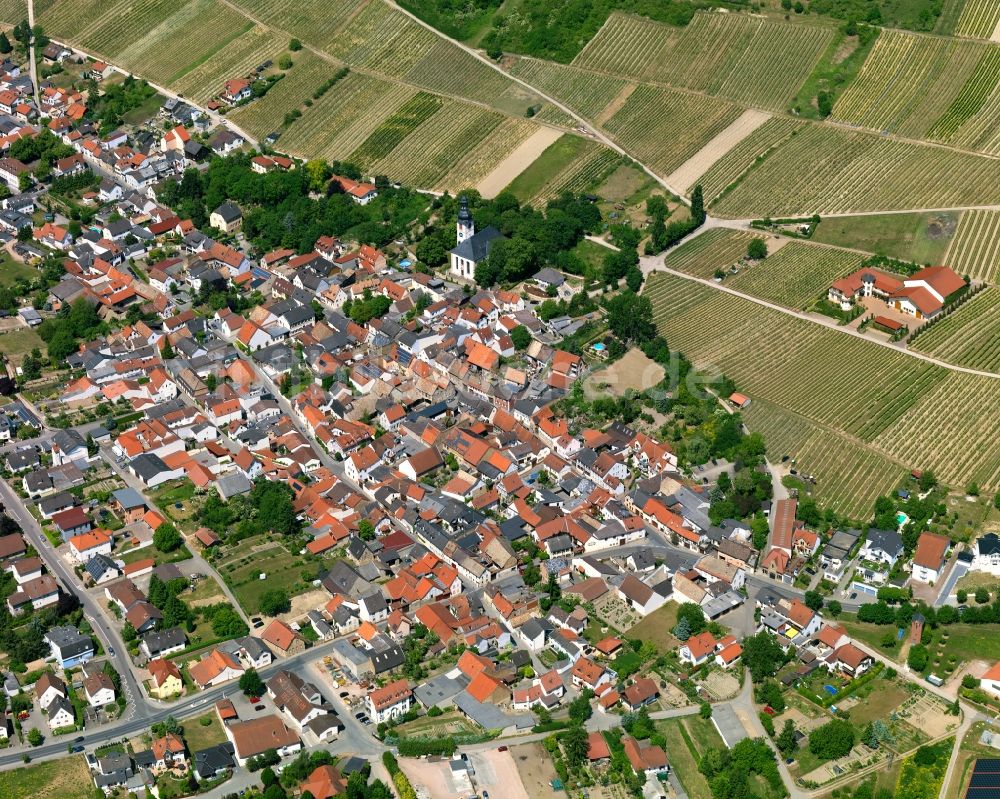 Luftaufnahme Jugenheim in Rheinhessen - Stadtansicht von Jugenheim in Rheinhessen im Bundesland Rheinland-Pfalz