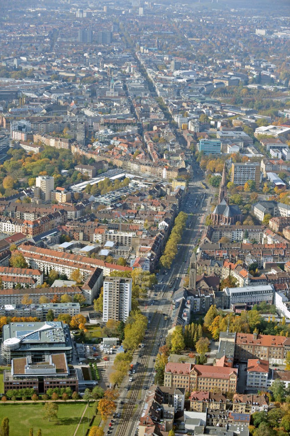 Luftaufnahme Karlsruhe - Stadtansicht Karlsruhe