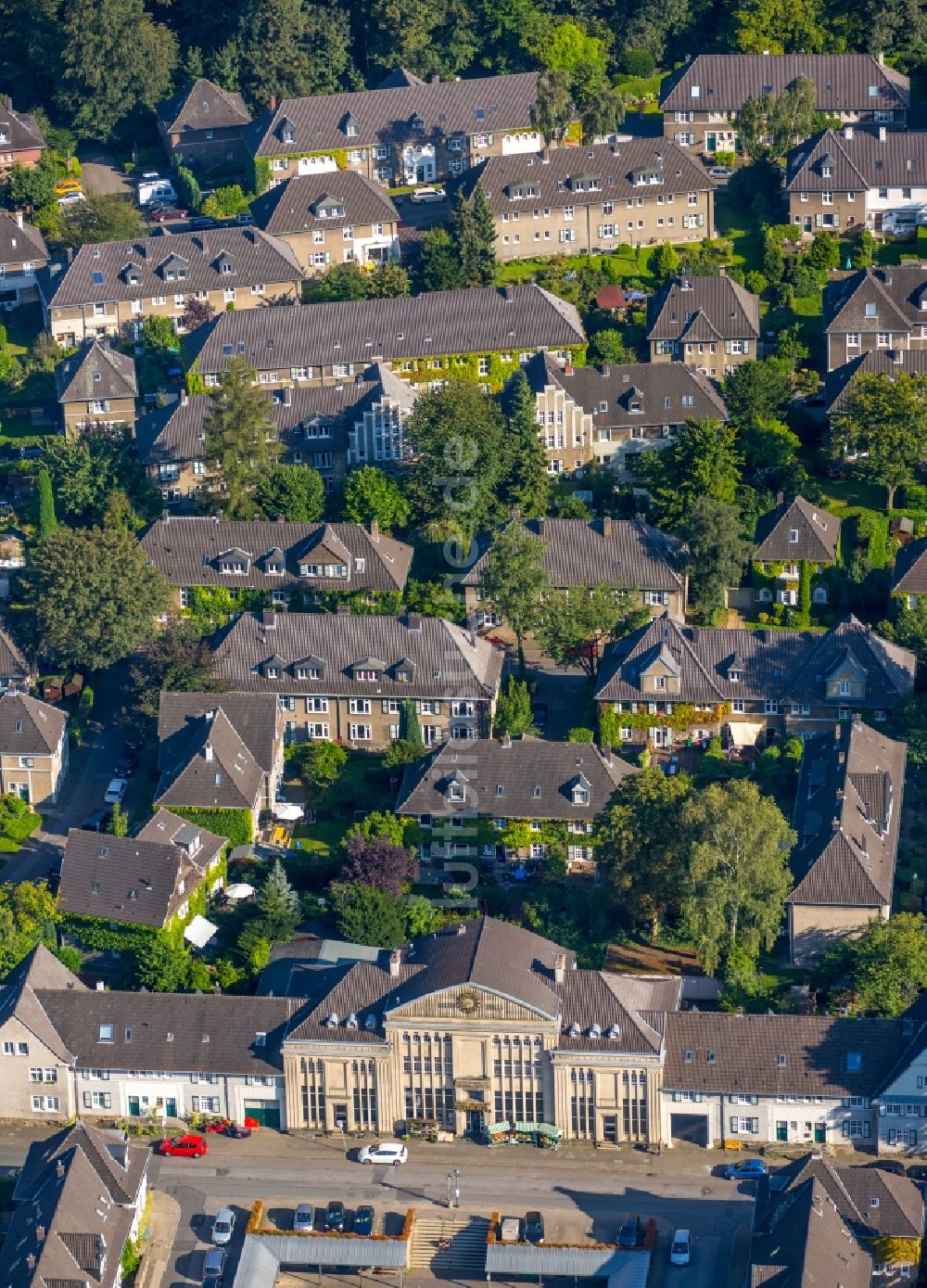 Luftbild Essen - Stadtansicht um den kleinen Markt in Essen im Bundesland Nordrhein-Westfalen