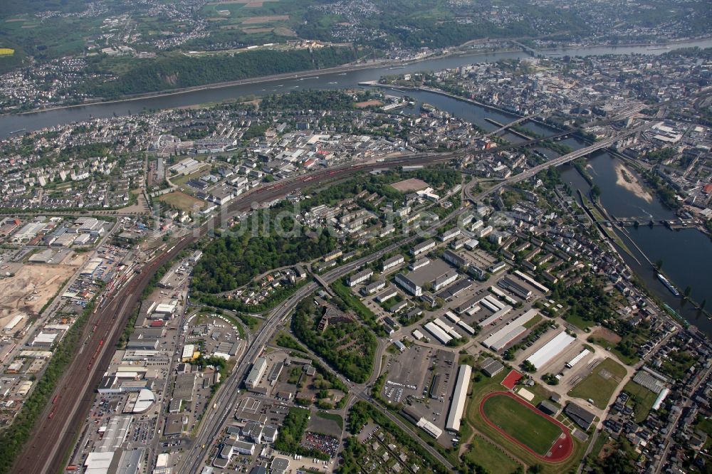 Koblenz OT Lützel aus der Vogelperspektive: Stadtansicht von Koblenz-Lützel im Bundesland Rheinland-Pfalz