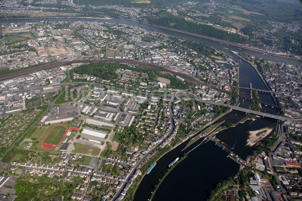 Koblenz OT Lützel von oben - Stadtansicht von Koblenz-Lützel im Bundesland Rheinland-Pfalz