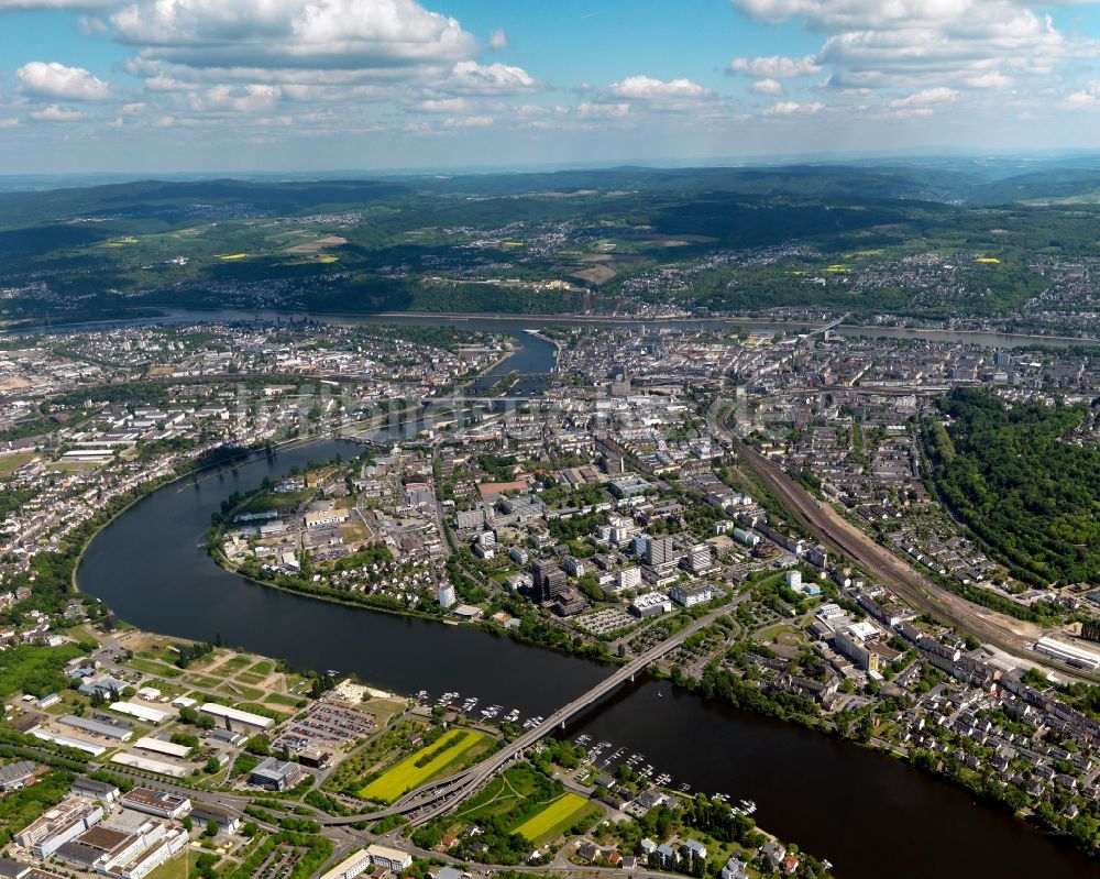 Koblenz von oben - Stadtansicht von Koblenz im Bundesland Rheinland-Pfalz