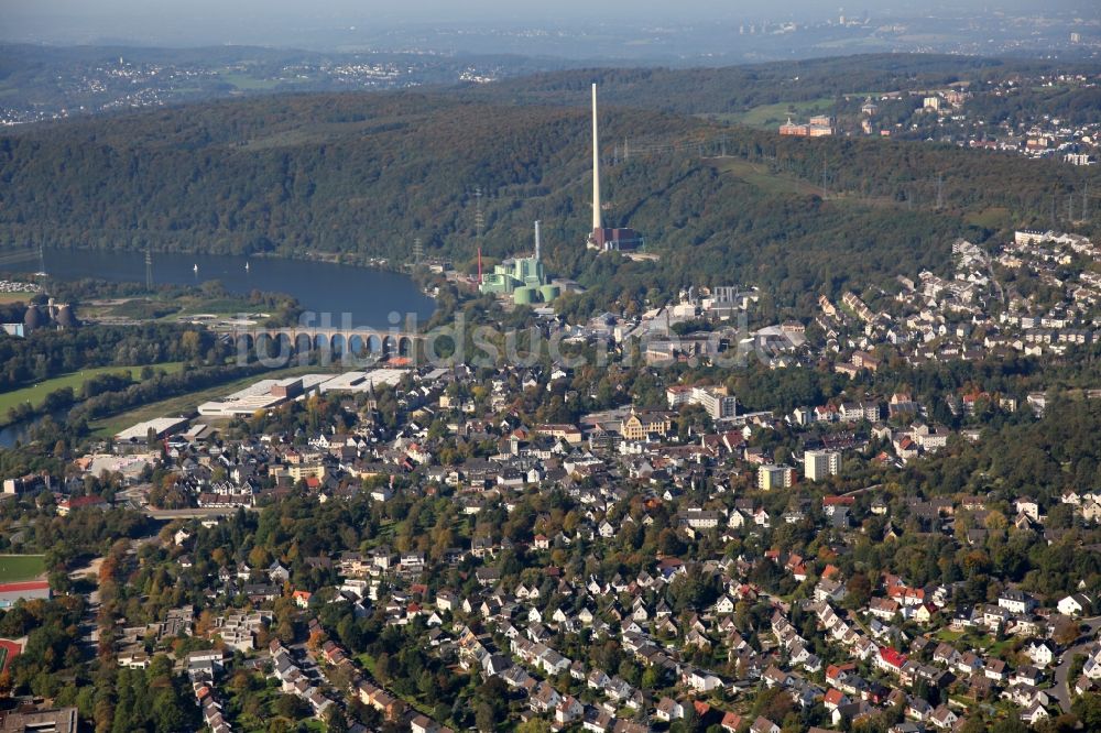 Herdecke von oben - Stadtansicht und das Kraftwerk Cuno von Herdecke im Bundesland Nordrhein-Westfalen