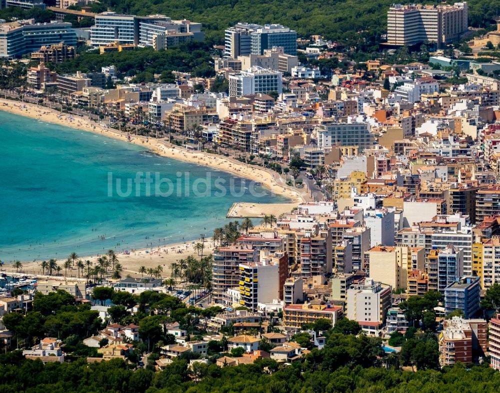 Luftbild Palma - Stadtansicht am Küstenbereich im Ortsteil Platja de Palma in Palma in Balearische Insel Mallorca, Spanien