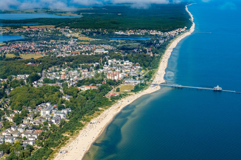 Luftaufnahme Seebad Ahlbeck - Stadtansicht am Küstenbereich der Ostsee in Seebad Heringsdorf im Bundesland Mecklenburg-Vorpommern, Deutschland