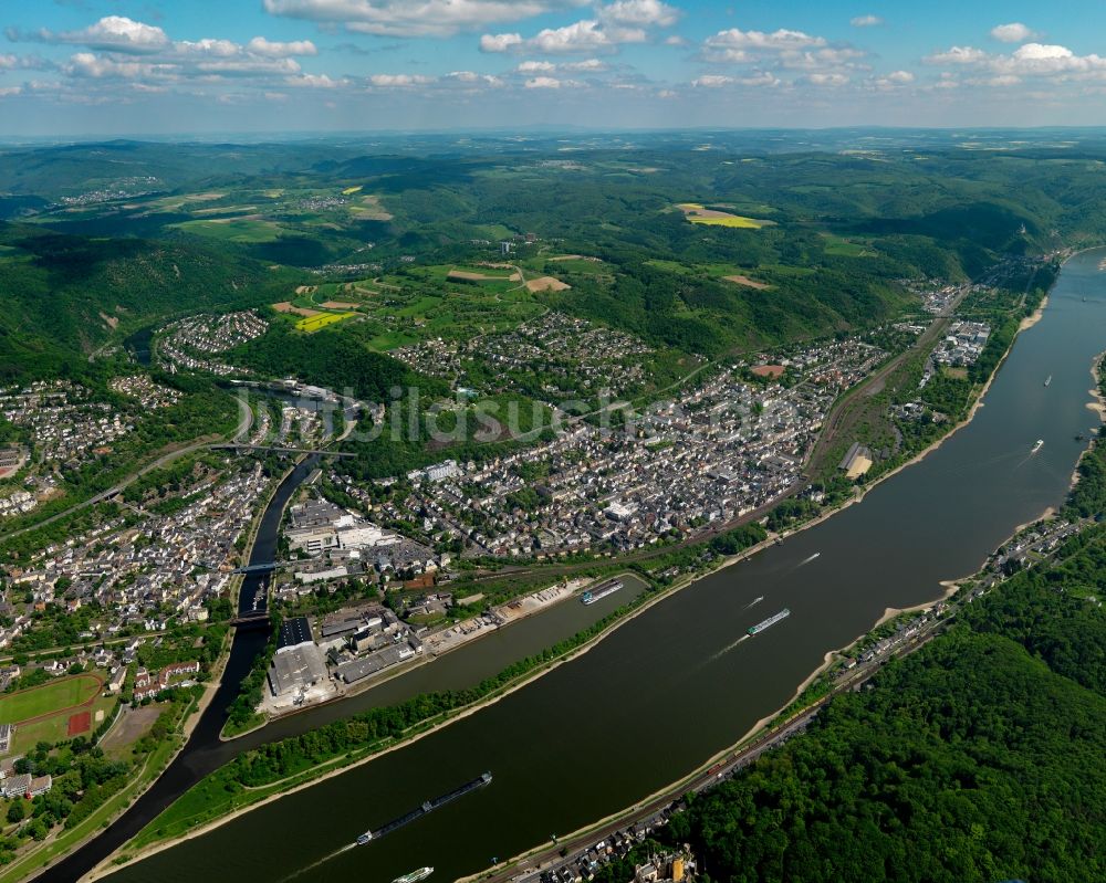 Lahnstein von oben - Stadtansicht von Lahnstein im Bundesland Rheinland-Pfalz