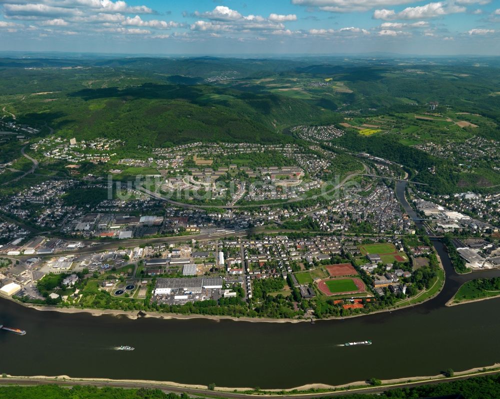 Lahnstein aus der Vogelperspektive: Stadtansicht von Lahnstein im Bundesland Rheinland-Pfalz