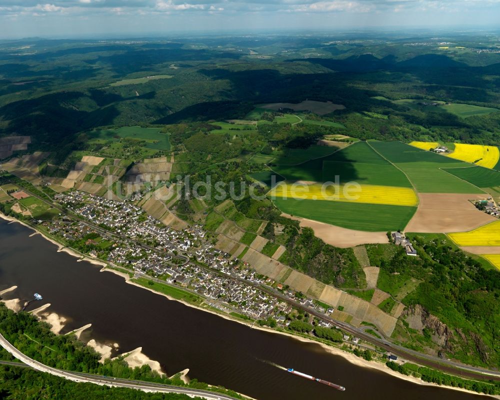 Luftbild Leutesdorf - Stadtansicht von Leutesdorf am Ufer des Rhein im Bundesland Rheinland-Pfalz