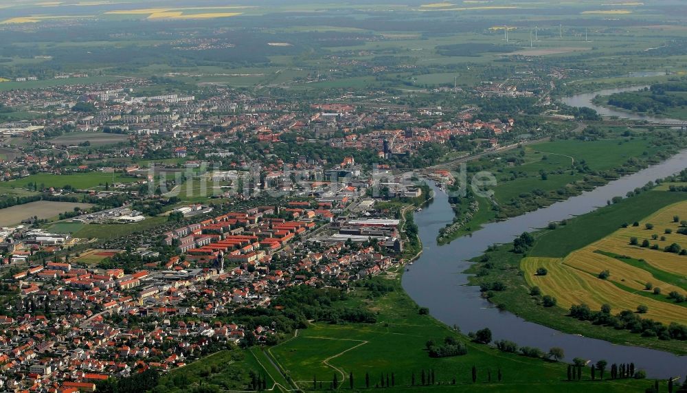 Lutherstadt Wittenberg von oben - Stadtansicht von Lutherstadt Wittenberg am Fluß Elbe im Bundesland Sachsen-Anhalt