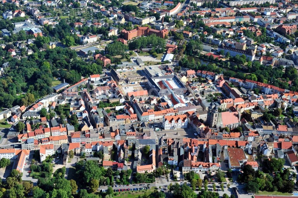 Luftaufnahme Lutherstadt Wittenberg - Stadtansicht der Lutherstadt Wittenberg im Bundesland Sachsen-Anhalt