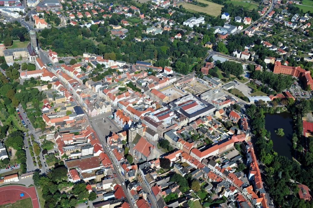 Luftaufnahme Lutherstadt Wittenberg - Stadtansicht der Lutherstadt Wittenberg im Bundesland Sachsen-Anhalt