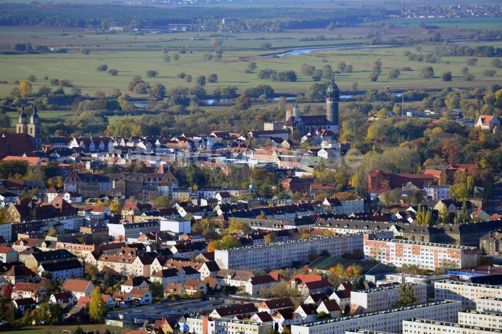 Luftaufnahme Lutherstadt Wittenberg - Stadtansicht der Lutherstadt Wittenberg im Bundesland Sachsen-Anhalt