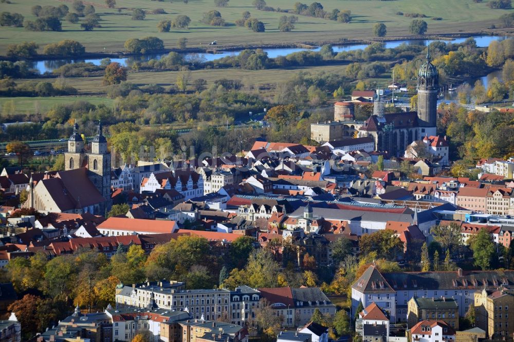 Lutherstadt Wittenberg aus der Vogelperspektive: Stadtansicht der Lutherstadt Wittenberg im Bundesland Sachsen-Anhalt