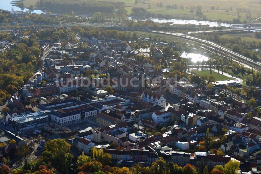 Luftaufnahme Lutherstadt Wittenberg - Stadtansicht der Lutherstadt Wittenberg im Bundesland Sachsen-Anhalt