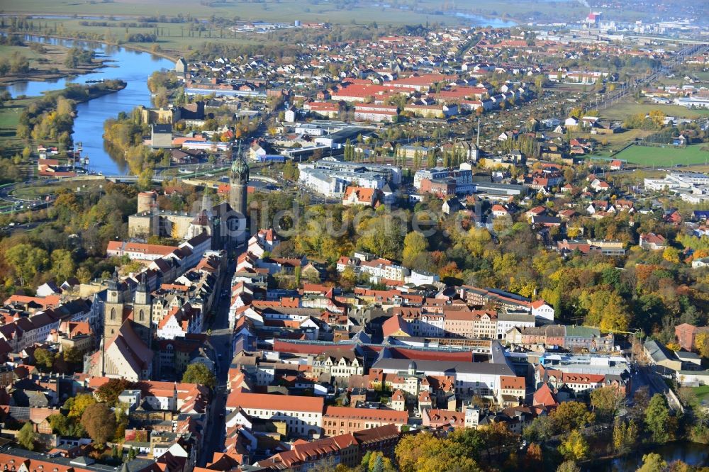 Lutherstadt Wittenberg aus der Vogelperspektive: Stadtansicht der Lutherstadt Wittenberg im Bundesland Sachsen-Anhalt